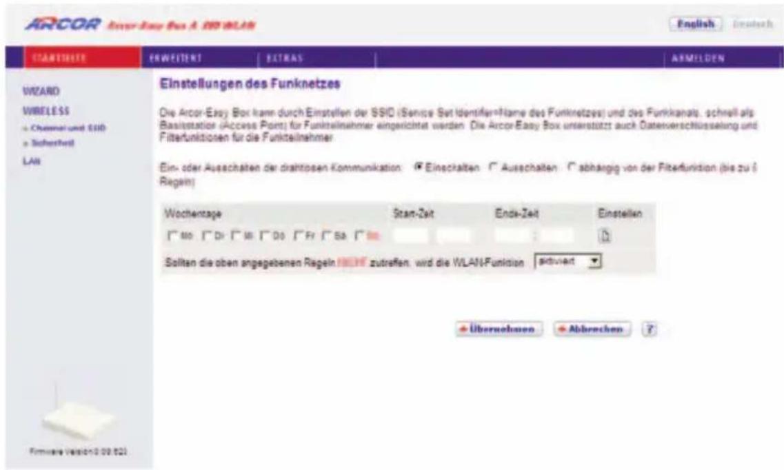 Arcor Easy Box A 300 WLAN - Wireless - Einstellungen des Funknetzes - 1