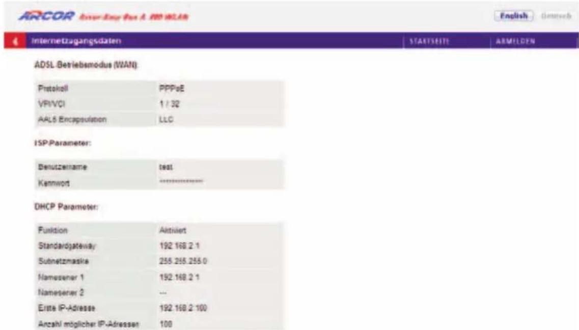 Arcor Easy Box A 300 WLAN - Wizard – Internetzugangsdaten - 1
