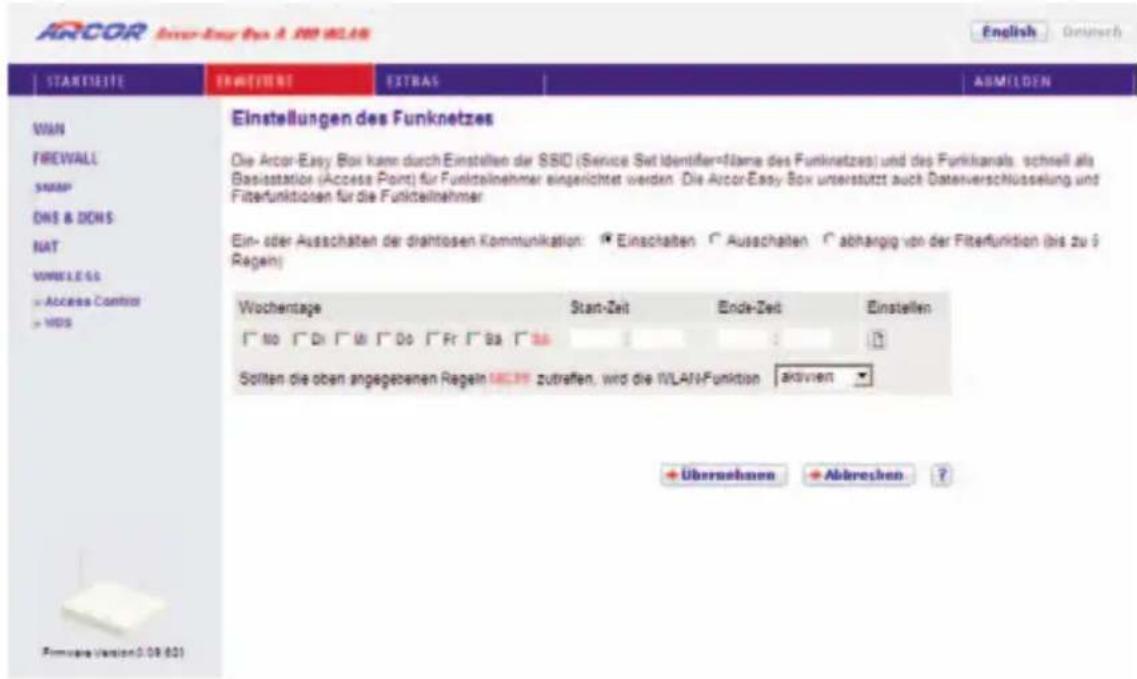 Arcor Easy Box A 300 WLAN - 772288Einstellungen des Funknetzes - 1