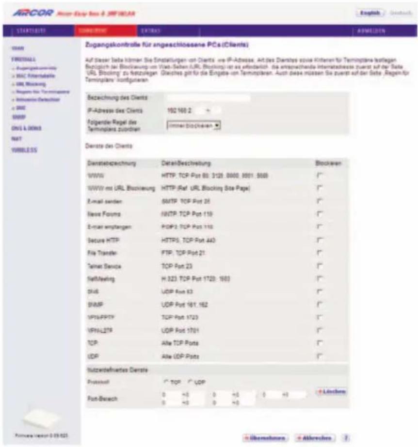 Arcor Easy Box A 300 WLAN - Zugangskontrolle für angeschlossene PCs (Clients) - 2