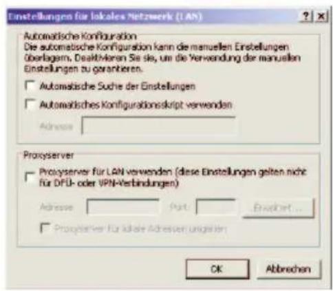 Arcor Easy Box A 300 WLAN - Deaktivierung des HTTP Proxys im Internet Explorer (wenn vorhanden) - 3