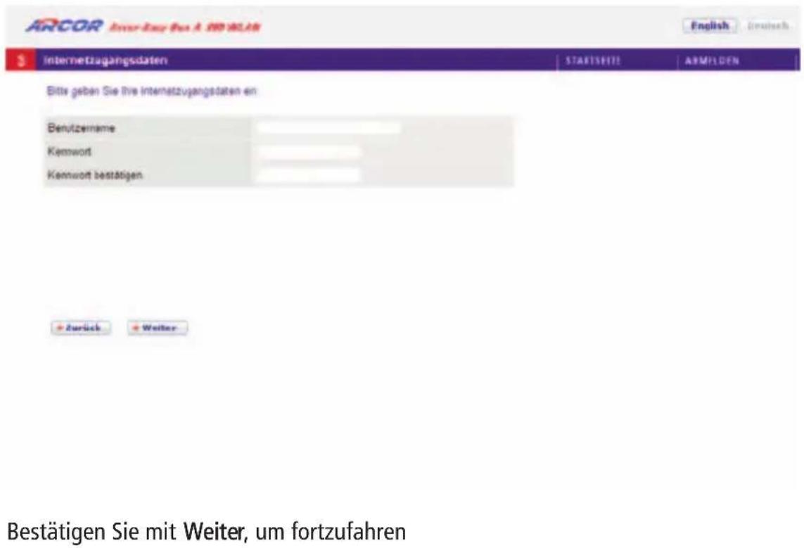 Arcor Easy Box A 300 WLAN - Wizard – Internetzugangsdaten - 1