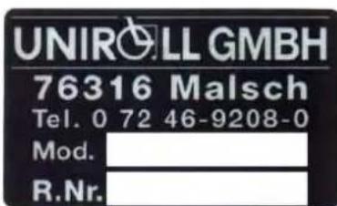Uniroll 1.300 UF - Rahmennummer - 1