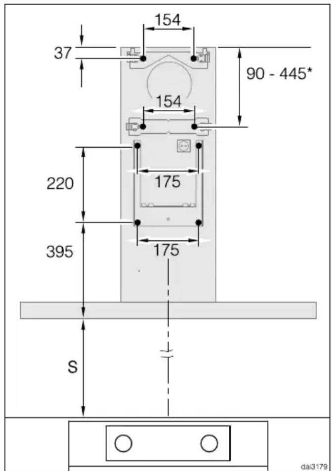 MIELE DA 416-6 - Bohrbild für die Wandmontage - 1