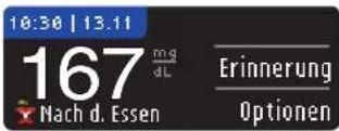 Bayer Contour XT - Nach der Messung Kohlenhydrate im Menü Optionen eingeben - 1