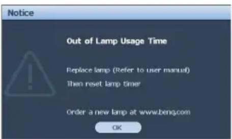 BENQ SU754 - Timing of replacing the lamp - 6