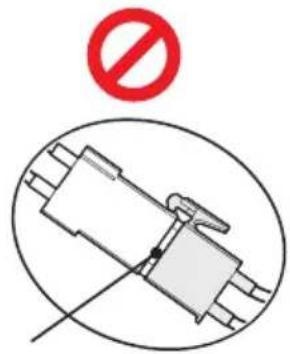 Safety warning symbol with prohibition sign and mechanical component diagram
