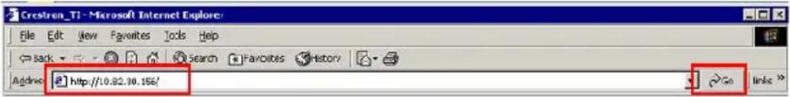 Crestron_T1 - Microsoft Internet Explorer File Edit View Favorites Tools Help Back Search Favorites History Address http://10.82.30.156/ >>> links >>