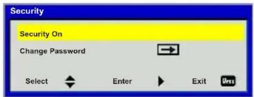 Security Security On Change Password Select Enter Exit