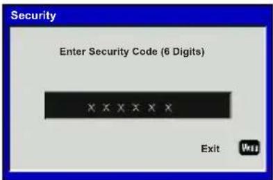 Security Enter Security Code (6 Digits) X X X X X X Exit