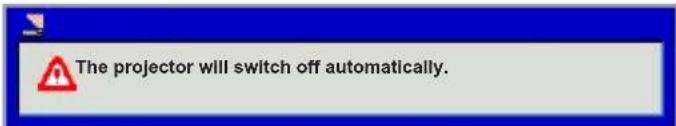 The projector will switch off automatically.