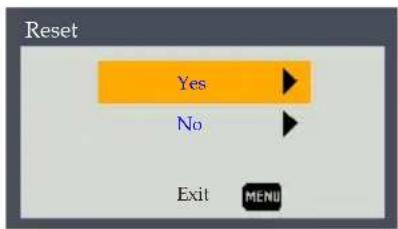 Reset Yes No Exit MENU