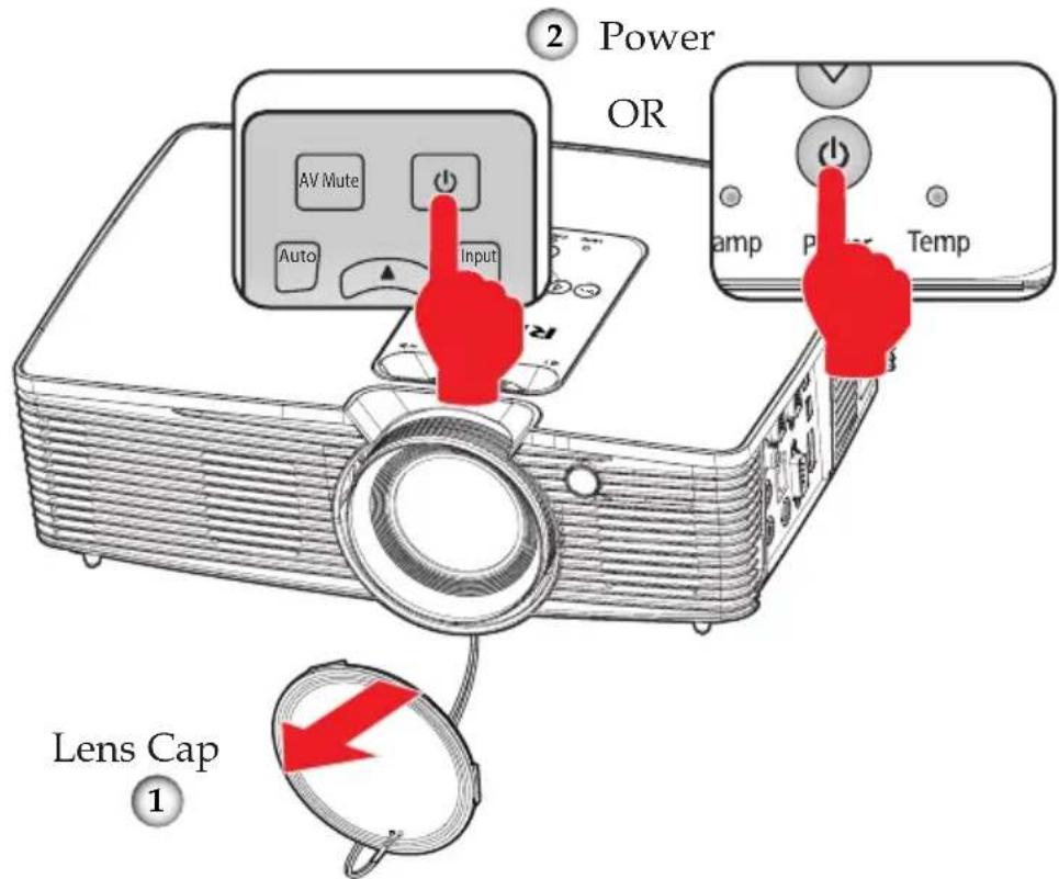Power OR AV Mute Input amp Power Temp Lens Cap 1