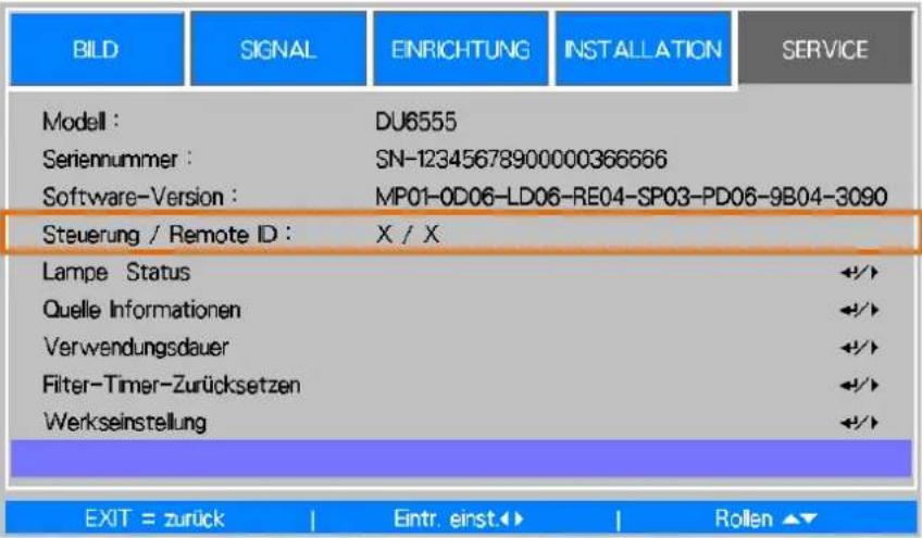 VIVITEK DX6731 - Identifikationsnummer von Projektor und Fernbedienung prüfen - 1