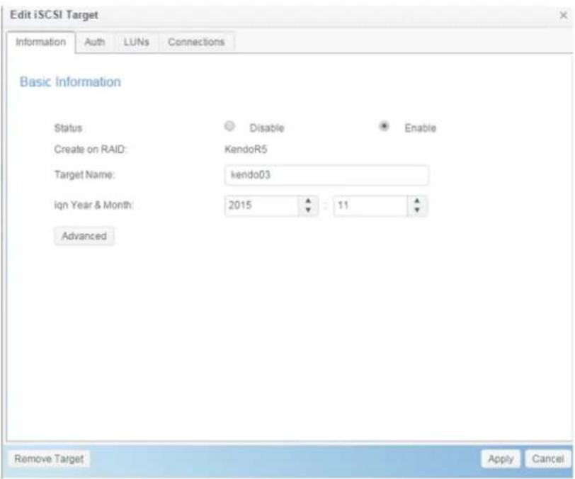 Thecus N2810 - Modify/Remove iSCSI Target - 1