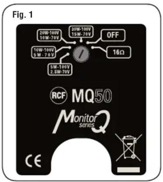 RCF MQ 50 - To prevent the risk of electric shock, do not connect the speaker with the amplifier switched on. - 3