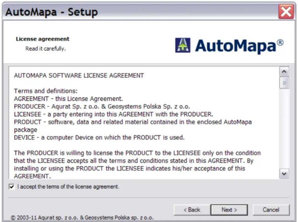 AutoMapa 6.8 - Start installation - 3