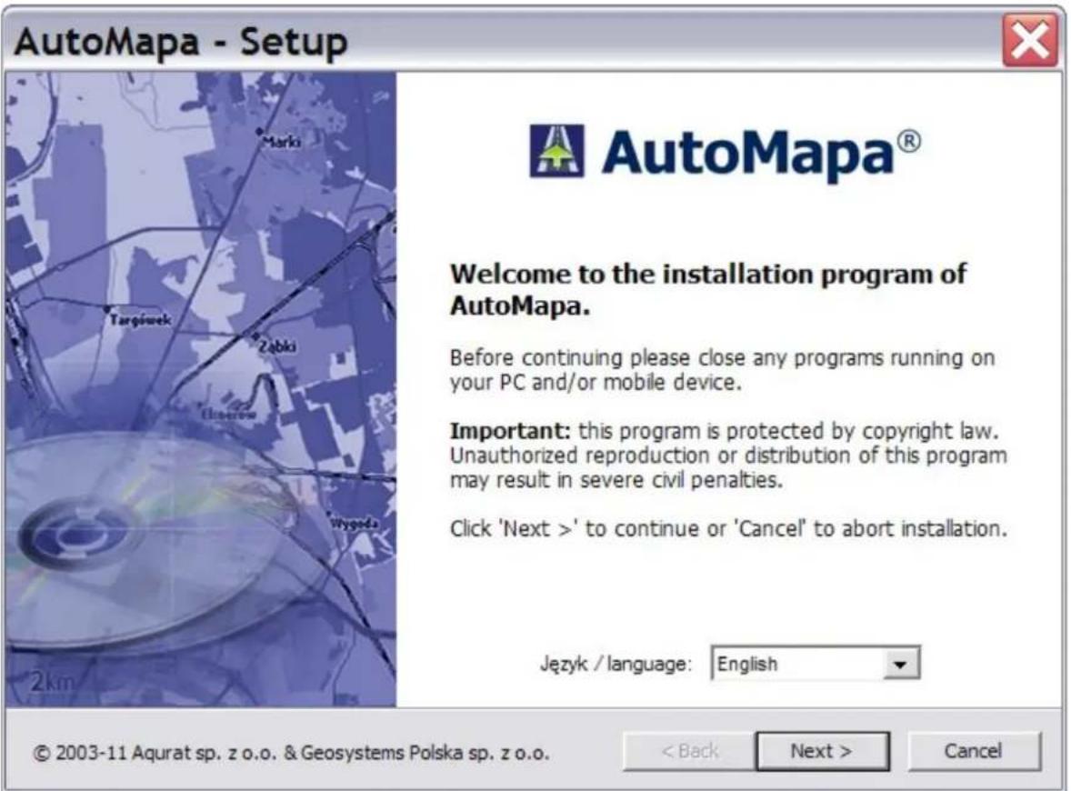 AutoMapa 6.8 - Start installation - 1