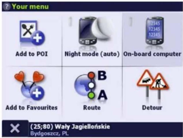 AutoMapa 6.8 - "Your menu" pop-up menu in navigation mode - 1