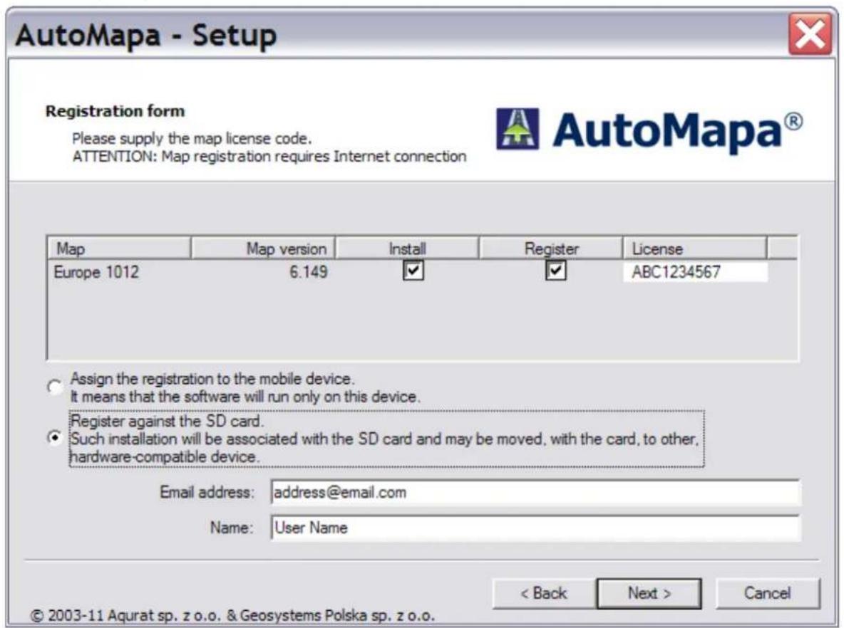 AutoMapa 6.8 - Map registration - 1
