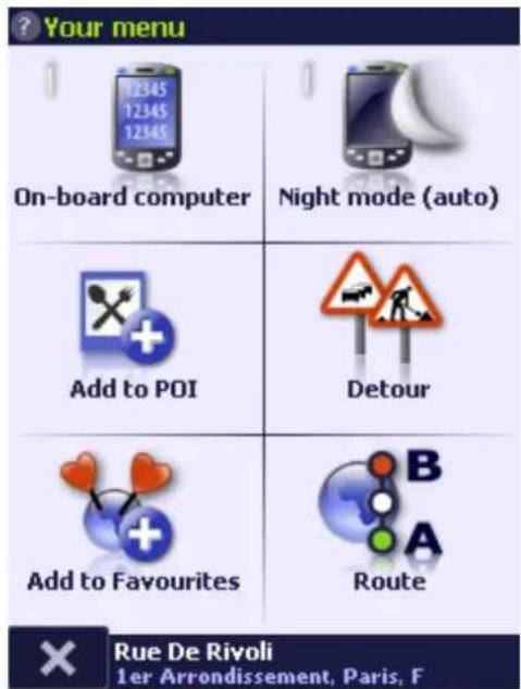 AutoMapa 6.8 - "Your menu" pop-up menu - 1
