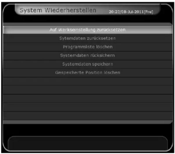 Arcon Titan 1010 HDTV - System Wiederherstellungen - 1