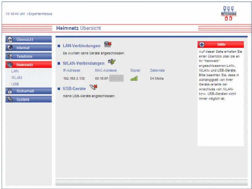 NetCologne NetConnect Premium - Untermenü WLAN-Basisstation - 1