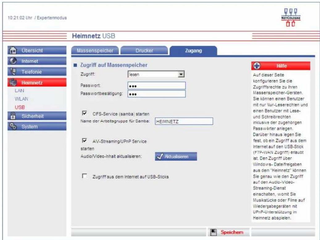 NetCologne NetConnect Premium - Untermenü Zugang - 1