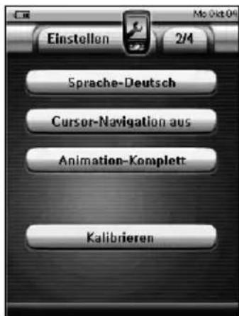 Einstellen 2/4 Sprache-Deutsch Cursor-Navigation aus Animation-Komplett Kalibrieren