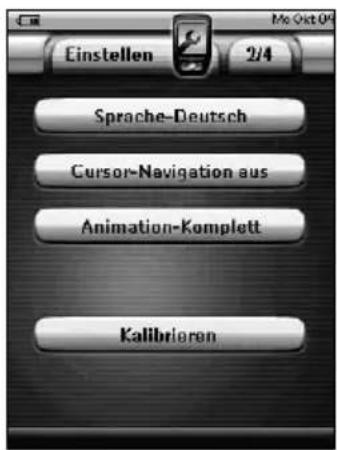 Einstellen 2/4 Sprache-Deutsch Cursor-Navigation aus Animation-Komplett Kalibrieren