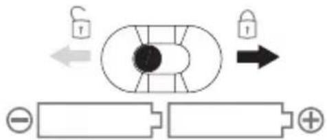 Diagram illustrating a battery circuit with lock symbols and polarity indicators
