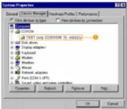 System Properties General | Comos Manager | Hardware Providers | Performance | View devices by type View devices by permission Computer COMSOW TSST Corp COMSOWT5-16532U Disk drives Display adapters Keyboard Modules Monitors Mouse Network adapters Parts (COM 1 UPT) Send out options and name controllers Properties Refresh Preview Play... OK Cancel