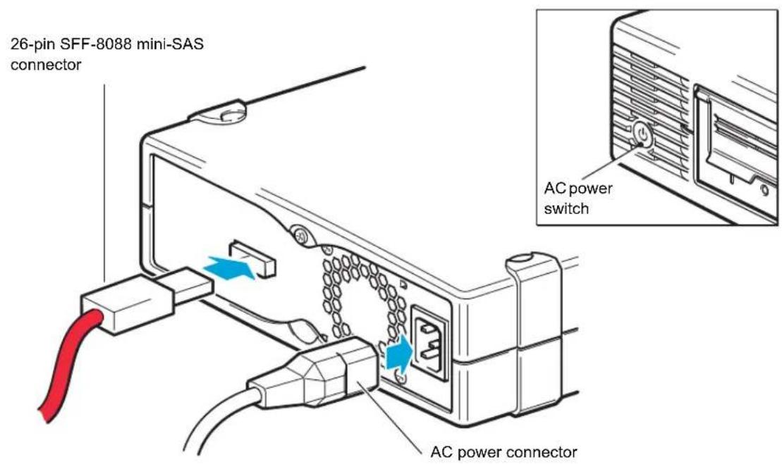 QUANTUM TC-L52BN-EZ - Connecting the Tabletop Half-Height Drive Interface and AC Power Cables - 1