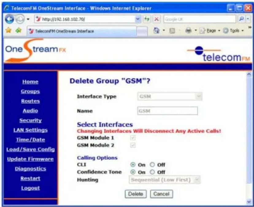 Imagicle OneStream G - Deleting a Group - 1