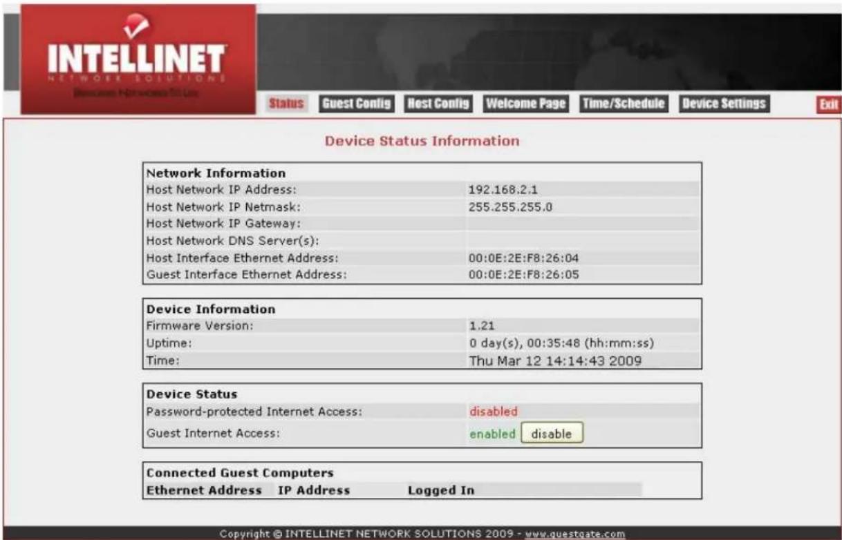 Intellinet 523240 - CONFIGURATION OPTIONS of GuestGate - 1