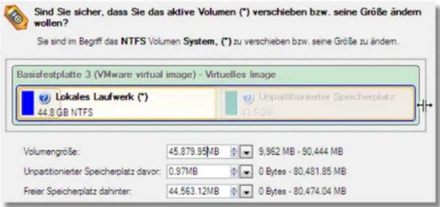 Paragon Virtualization Manager 2010 - Einen virtuellen Datenträger neu partitionieren - 7