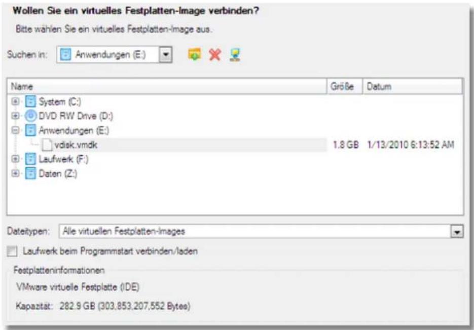 Paragon Virtualization Manager 2010 - Virtuellen Datenträger mit dem Programm verbinden (Connect VD) - 1
