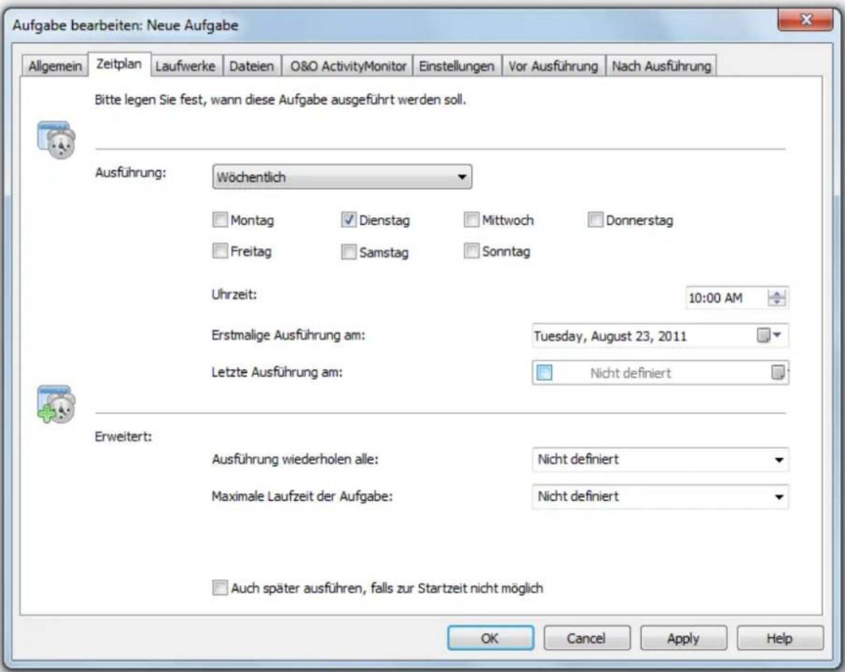 O&O Software Defrag15 Professional Edition - Zeitplan festlegen - 1