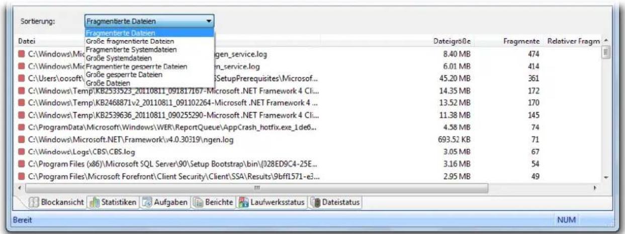 O&O Software Defrag15 Professional Edition - Dateistatus - 1