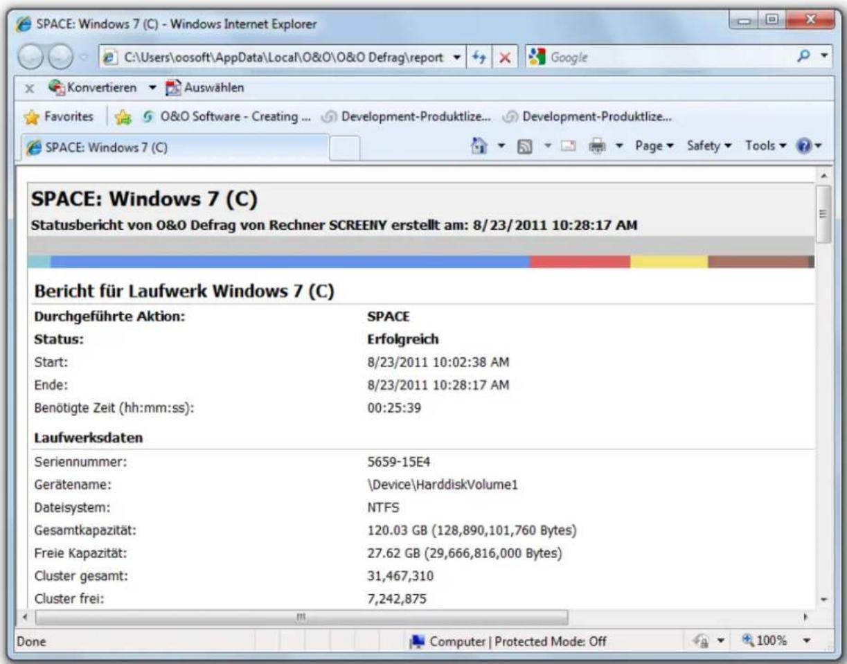 O&O Software Defrag 15 Server Edition - Statusberichte zur Dokumentation der Leistungssteigerung - 1