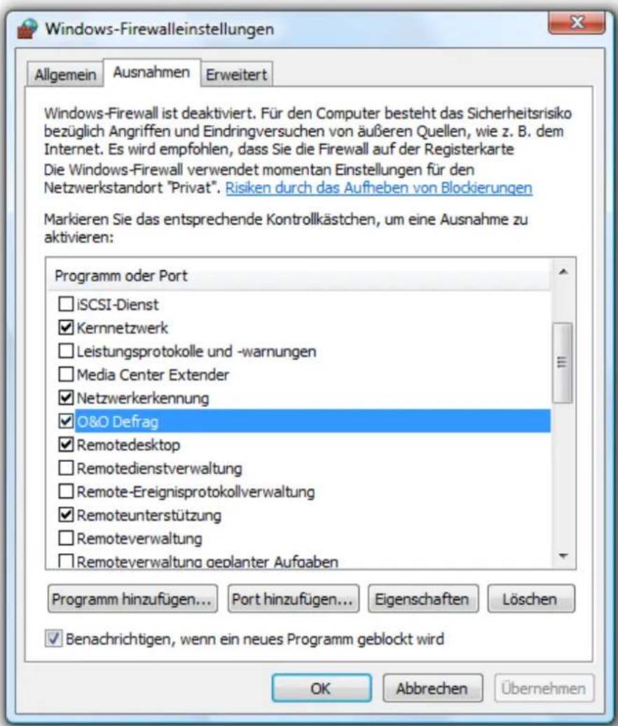 O&O Software Defrag 15 Server Edition - Firewall-Einstellungen - 2