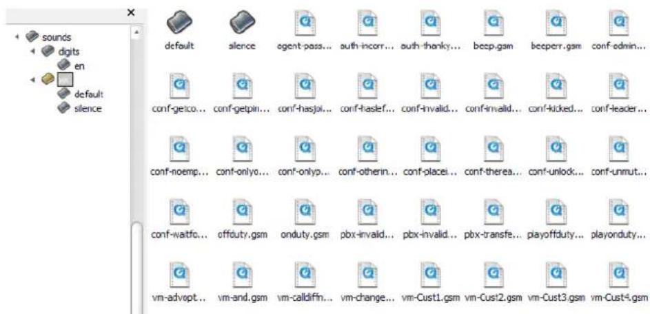 sounds digits en default silence default silence agent-pass... auth-incorr... auth-thanky... beep-gam bceperr.gam conf-admin... conf-getico... conf-getpin... conf-hasjoi... conf-haslef... conf-invalid... conf-invalid... conf-kicked... conf-leader... conf-noemp... conf-onlyo... conf-onlyp... conf-otherin... conf-placei... conf-therea... conf-unlock... conf-unmut... conf-wattfo... offduty.gsm onduty.gsm pbx-invalid... pbx-invalid... pbx-transfe... playoffduty... playonduty... vm-advopt... vm-and.gsm vm-calldiffn... vm-change... vm-Cust1.gsm vm-Cust2.gsm vm-Cust3.gsm vm-Cust4.gsm