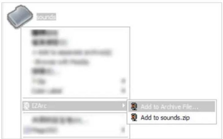 sounds EZArc Add to Archive File... Add to sounds.zip