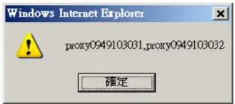 Windows Internet Explorer ! proxy0949103031,proxy0949103032 確定