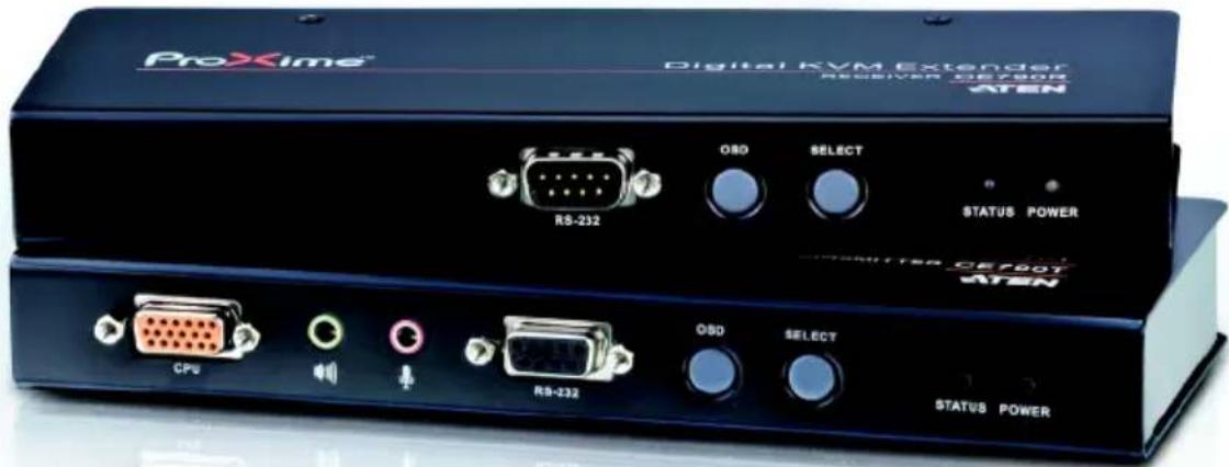 ProXime® Digital KVM Extender RECEIVED CER/80R ATEN RS-232 OSD SELECT STATUS POWER COMPUTER CETBOT ATEN CPU RS-232 OSD SELECT STATUS POWER