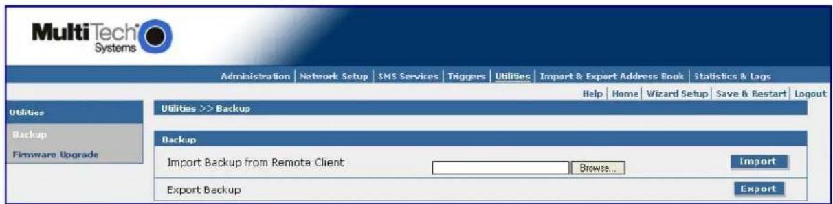Multitech SF800-G-EU - Utilities > Backup - 1