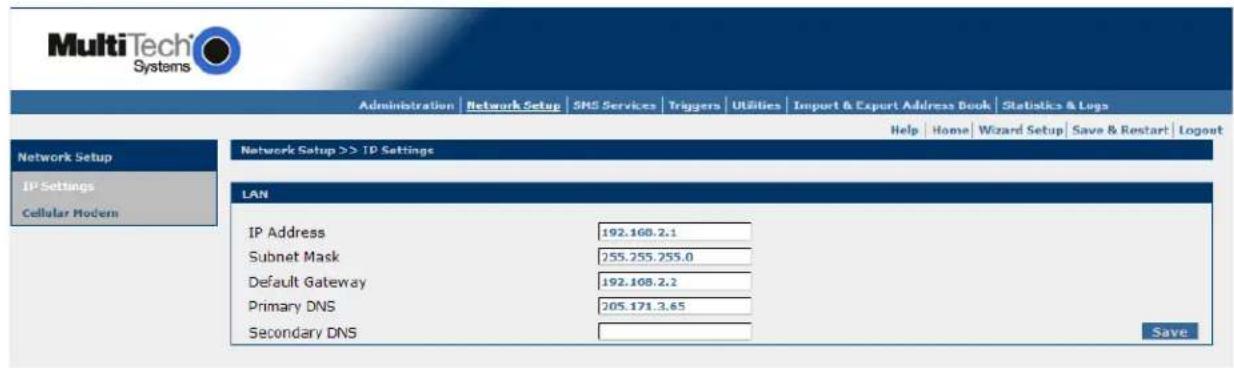 Multitech SF800-G-EU - Network Setup > IP Settings - 1