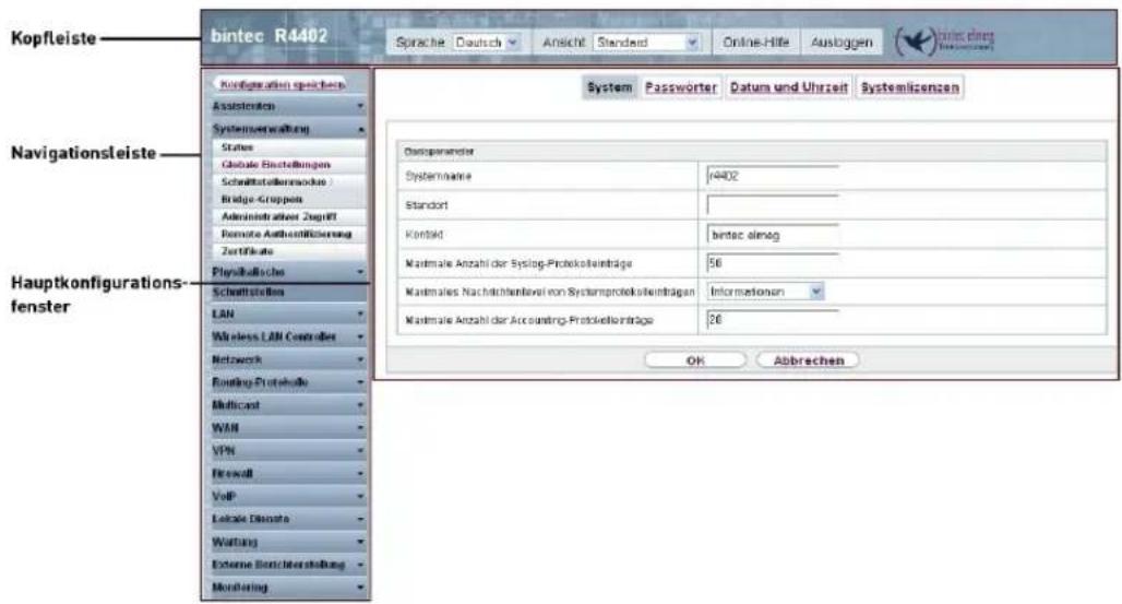 Teldat Bintec RT1202 - GUI Fenster - 1