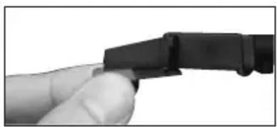 Close-up of a hand holding a black USB cable (no text or symbols visible)