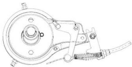 Technical line drawing of a mechanical clamp or bracket assembly (no text or symbols)